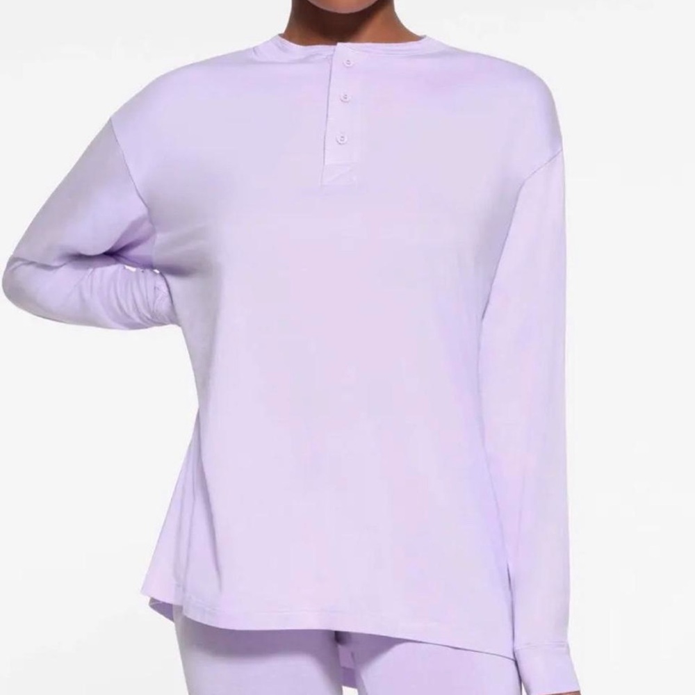 SKIMS Lavender Long Sleeve Henley Pajama Top